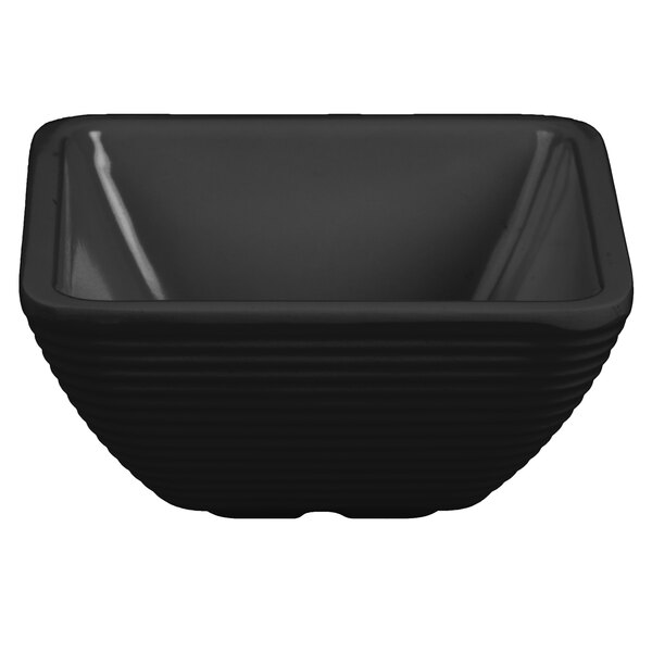 Tablecraft RAMS2BK 2 oz. Black Square Ribbed Melamine Ramekin 12/Pack
