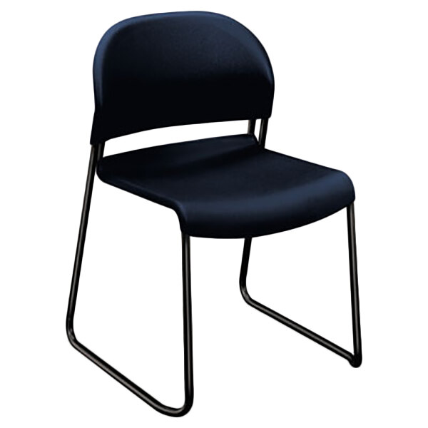HON H4031 GuestStacker Regatta Blue Stackable Chair with Black Frame - 4/Case