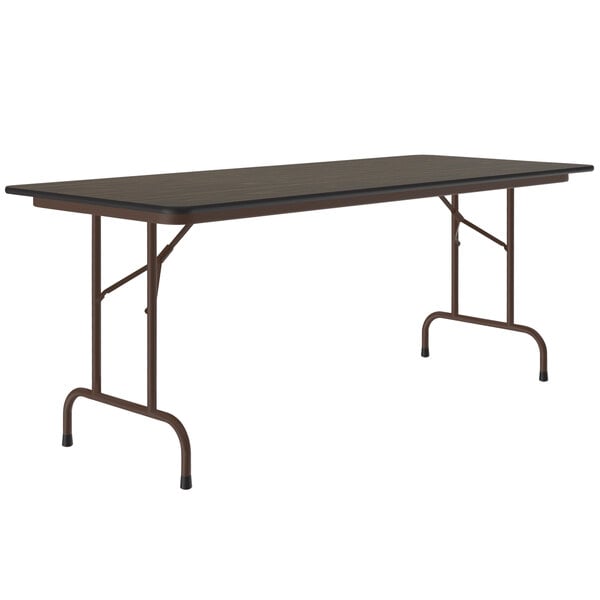 Correll Folding Table, 24" x 72" Melamine Top, Walnut