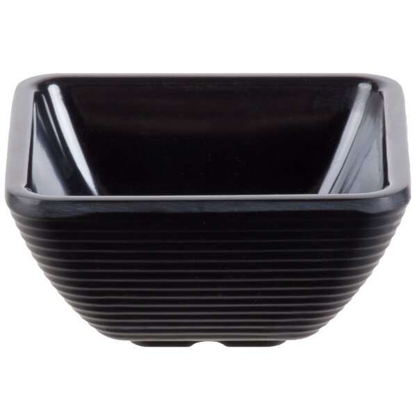 Tablecraft RAMS3BK 3 oz. Black Square Ribbed Melamine Ramekin 12/Pack