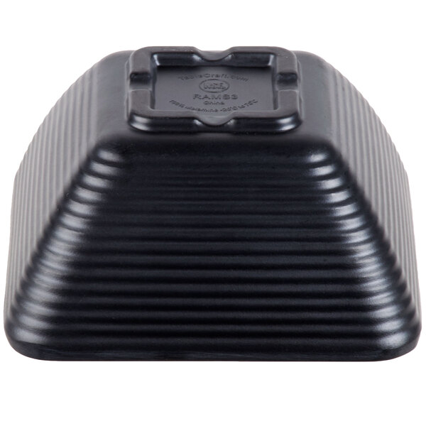 Tablecraft RAMS3BK 3 oz. Black Square Ribbed Melamine Ramekin 12/Pack