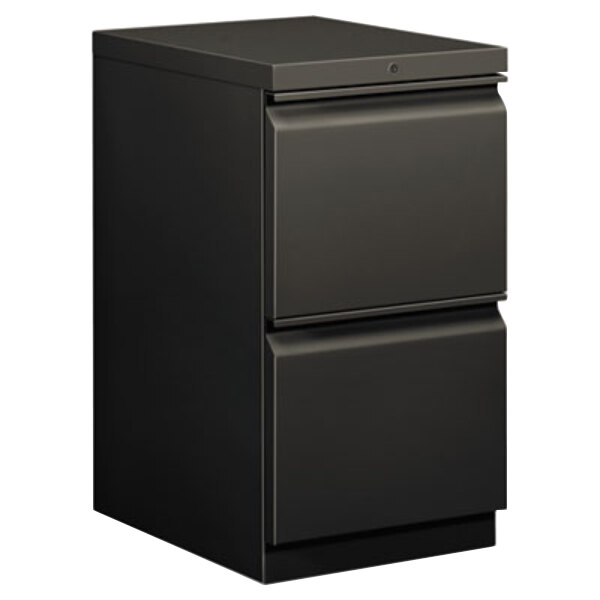 HON 33820RS Efficiencies Charcoal Two-Drawer Mobile Pedestal Filing Cabinet - 15" x 19 7/8" x 28"