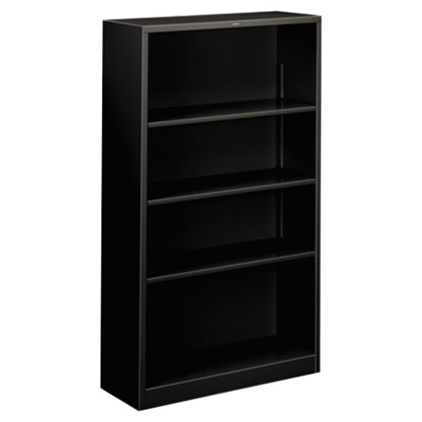 HON S60ABCP Black 4 Shelf Metal Bookcase 34 1/2" x 12 5/8" x 59"