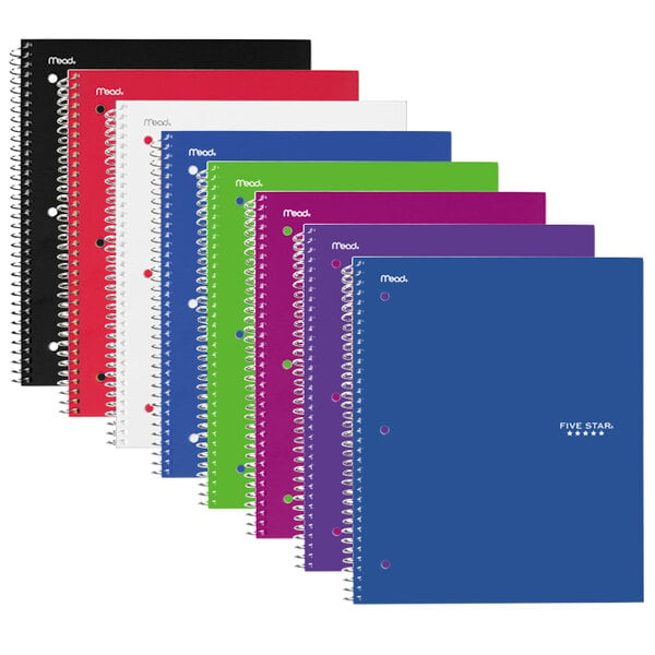 Five Star 06190 Wirebound Assorted Color 11" x 8 1/2" Quadrille Ruled Notebook - 100 Sheets