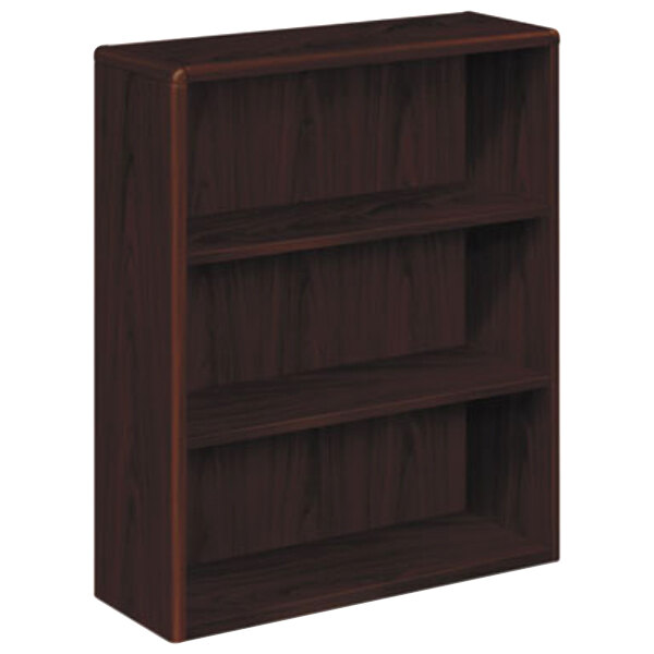 HON 10753NN 10700 Series Mahogany 3 Shelf Laminate Wood Bookcase - 36" x 13 1/8" x 43 3/8"