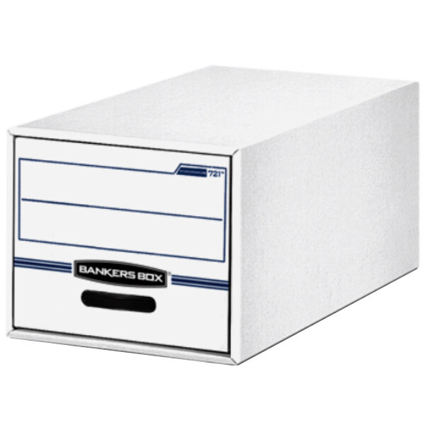 Fellowes 00721 14" x 25 1/2" x 11 1/2" White/Blue Letter Sized Corrugated Fiberboard File Storage Drawer - 6/Case