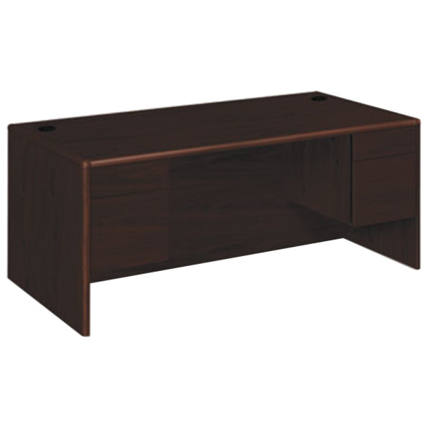 HON 10791NN 10700 Series 72" x 36" x 29 1/2" Mahogany 3/4 Height Double Pedestal Desk