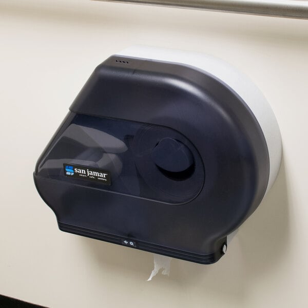 San Jamar R6500TBK Quantum 12" - 13" Jumbo Toilet Tissue Dispenser - Black Pearl