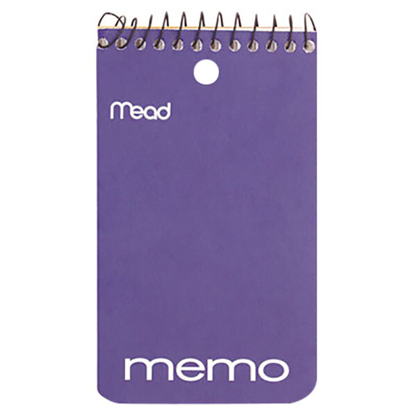 Mead 45354 5" x 3" Assorted Color College Rule Wirebound Memo Book - 60 Sheets