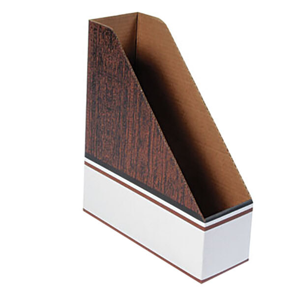 Fellowes 07224 4" x 11" x 12 3/4" Wood Grain Corrugated Cardboard Magazine File - 12/Case