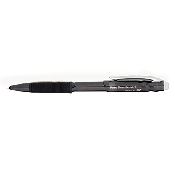 A black Pentel Twist-Erase GT mechanical pencil with a black tip.