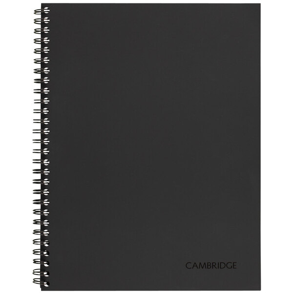 Cambridge 06122 9 1/2" x 7 1/2" Black 1 Subject Action Planner Business Notebook - 80 Sheets