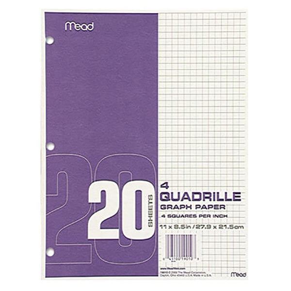 Mead 19010 8 1/2" x 11" Quadrille Graph Paper Pad - 12/Pack