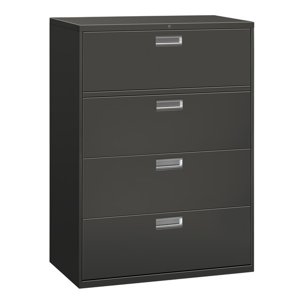 HON H694LS Brigade 600 Series Charcoal Four-Drawer Lateral Filing Cabinet - 42" x 18" x 52 1/2"