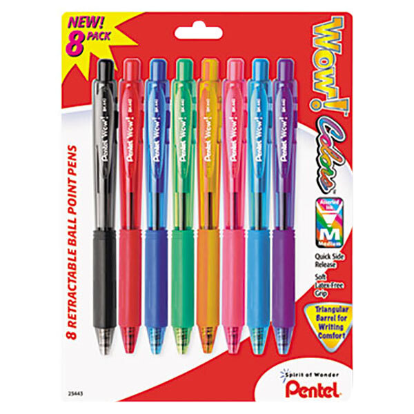 Set of 8 pcs Ballpoint Pen Medium Point Assorted Ink Colors School Office Supply 