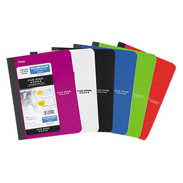 Five Star 09120 9 3/4" x 7 1/2" Assorted Color College Rule 1 Subject Composition Book - 100 Sheets