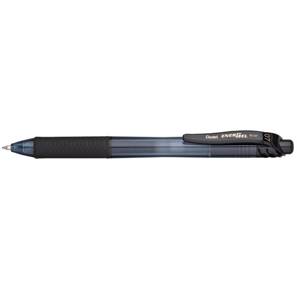 Pentel BL107A EnerGel-X Black Ink with Black Barrel 0.7mm Retractable  Roller Gel Pen - 12/Pack
