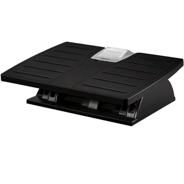 Fellowes 8035001 Black / Silver Adjustable Locking Footrest with Microban Protection