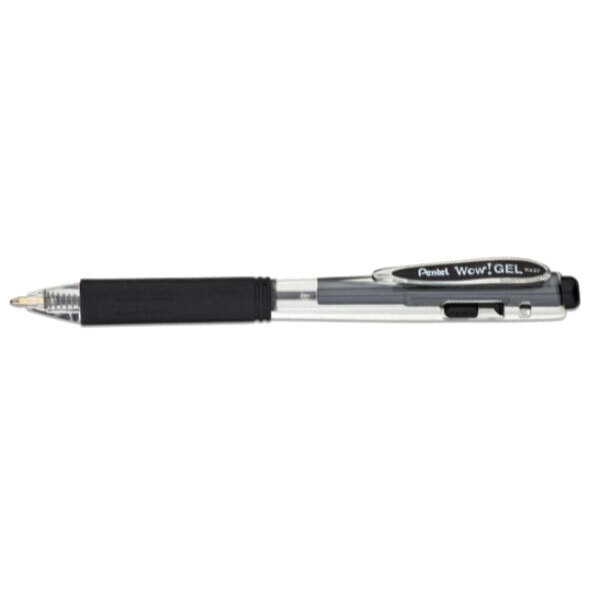 Pentel K437ASW2 WOW! Black Ink with Translucent Barrel 0.7mm Retractable Gel Pen - 24/Pack