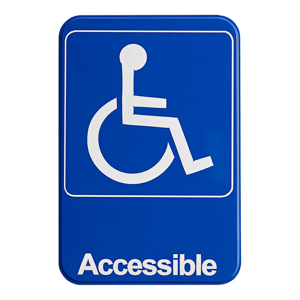 Vollrath 5644 Traex® Handicap Accessible Sign - Blue and White, 6" x 9"