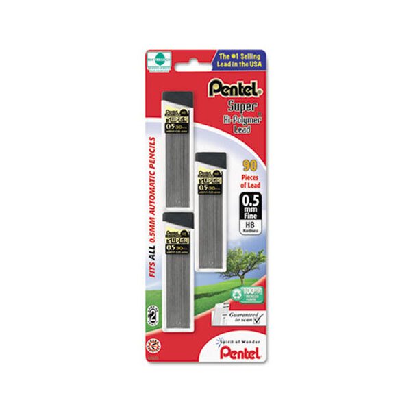 PENTEL Super Hi-Polymer Lead Refill - 0.2mm HB Graphite For Mechanical Pencils (12 Pieces Per Tube)