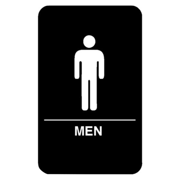 Vollrath 5635 Traex® Men's Restroom Sign with Braille Black and White