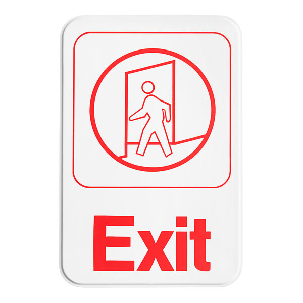 Vollrath 5609 Traex® Exit Sign - White and Red, 6" x 9"