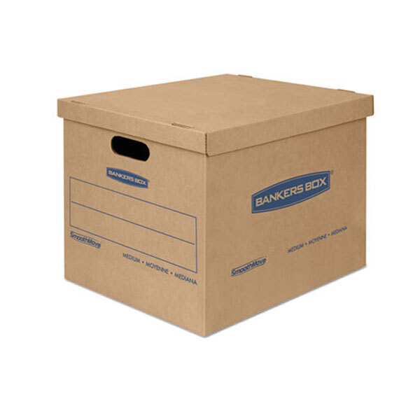 Banker's Box 7714210 SmoothMove Classic 15" x 12" x 10" Kraft / Blue Small Moving Box   - 20/Case