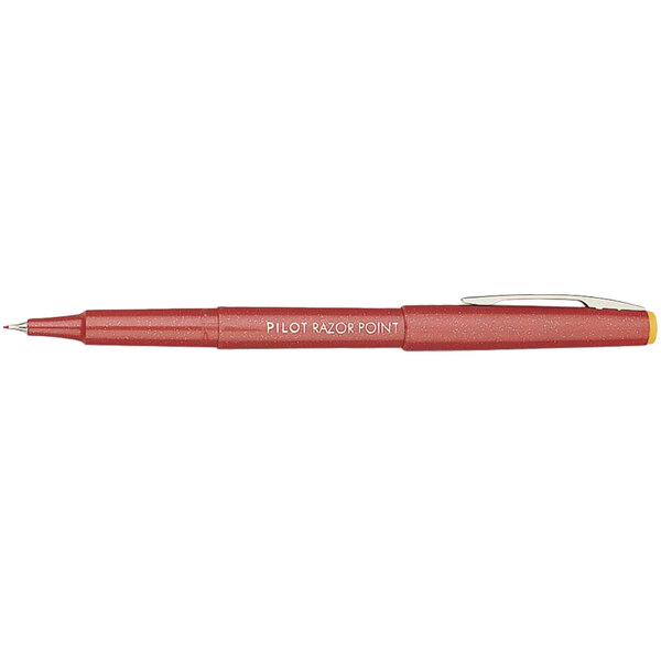 The Pilot Razor Point red pen with a yellow tip.