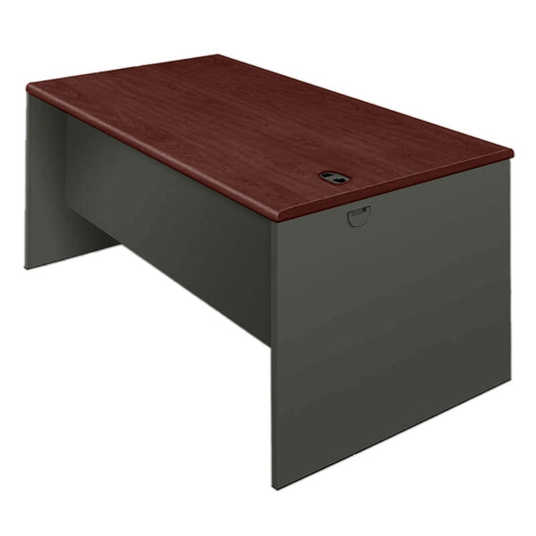 HON 38932NS 38000 Series 60" x 30" x 29 1/2" Mahogany/Charcoal Metal Desk Shell