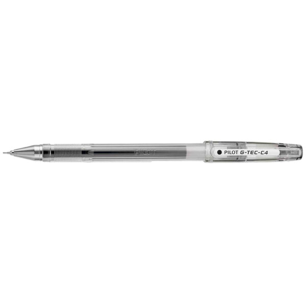 Pilot 35491 G-TEC-C Ultra Black Ink with Clear Barrel 0.4mm Gel Ink Stick Pen - 12/Pack