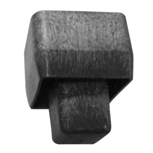 A black square plastic caster plug.