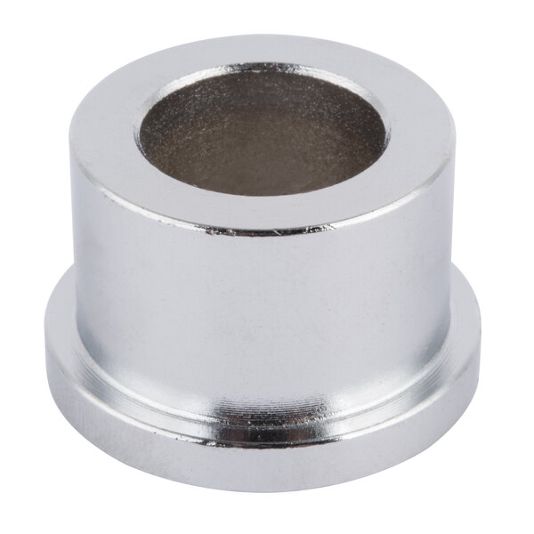 A stainless steel Cooking Performance Group door shaft bushing with a hole in it.