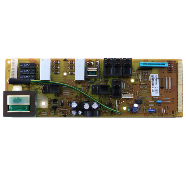 An Amana hv control board with electronic components on a white background.
