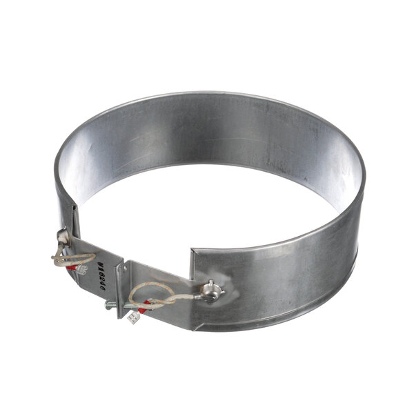 A metal ring with two wires attached to it.
