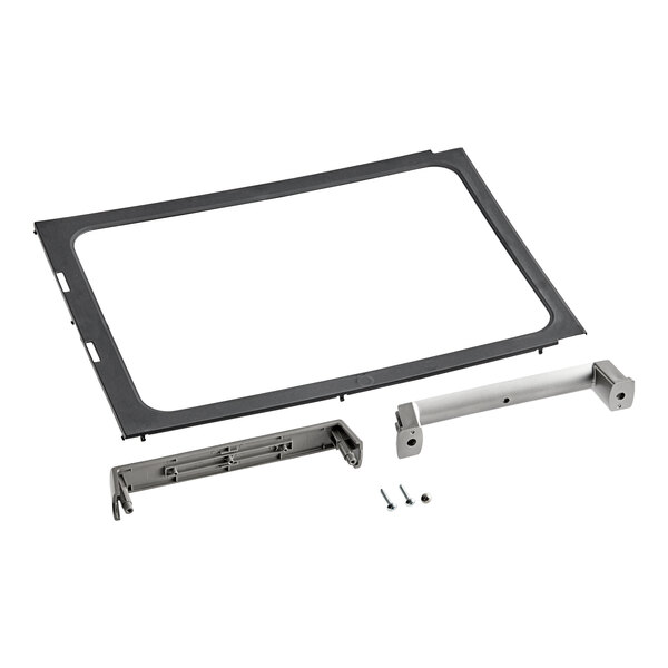 A metal frame for an Amana microwave door handle kit.