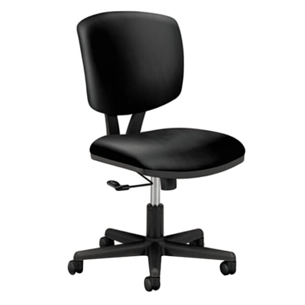 HON Volt Black Leather Task Chair with Center-Tilt