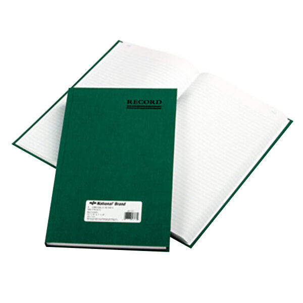 National 56131 Emerald Series 12 1/4" x 7 1/4" Green Account Book - 300 Pages