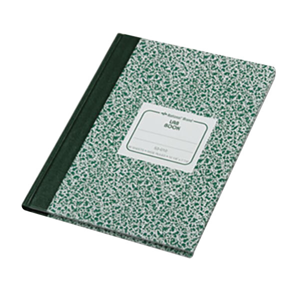 National 53010 Casebound Green Marble 10 1/8" x 7 7/8" Legal Ruled Lab Notebook - 96 Sheets