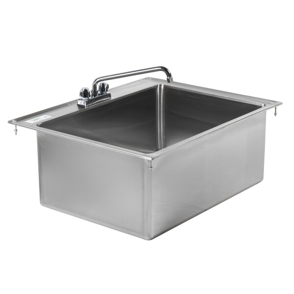 Regency 28" x 20" x 12" 16-Gauge Stainless Steel One Compartment Drop-In Sink with 12" Faucet