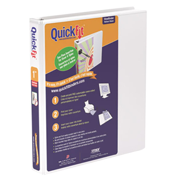 Stride 87010 QuickFit White View Binder with 1" Slant Rings
