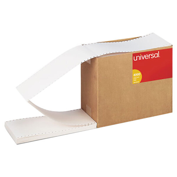 Universal UNV63135 3" x 5" White Continuous Unruled Index Cards - 4000/Case