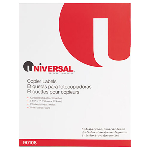 Universal UNV90108 8 1/2" x 11" Bright White Copier Shipping Labels - 100/Box