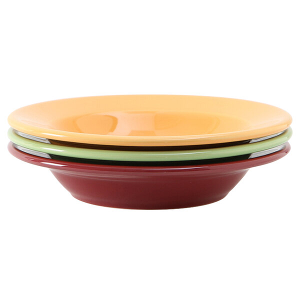 Tuxton DYD-090 12.5 oz. Rim China Soup Bowl, Assorted Colors - 24/Case