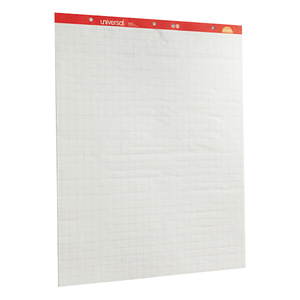 A white paper with quadrille grids in red.