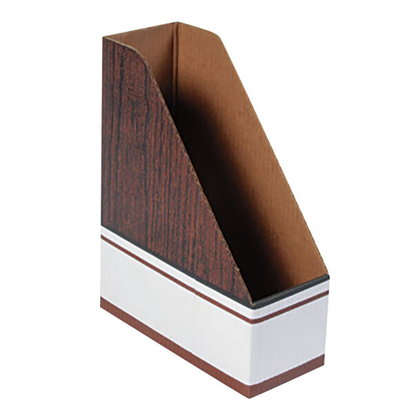 Fellowes 07223 4" x 9" x 11 1/2" Wood Grain Corrugated Cardboard Magazine File - Letter - 12/Case