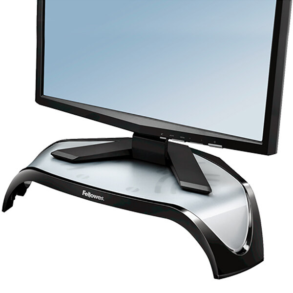 Fellowes 8020101 Smart Suites 18 1/2" x 12 1/2" x 5 1/8" Black Corner Monitor Riser