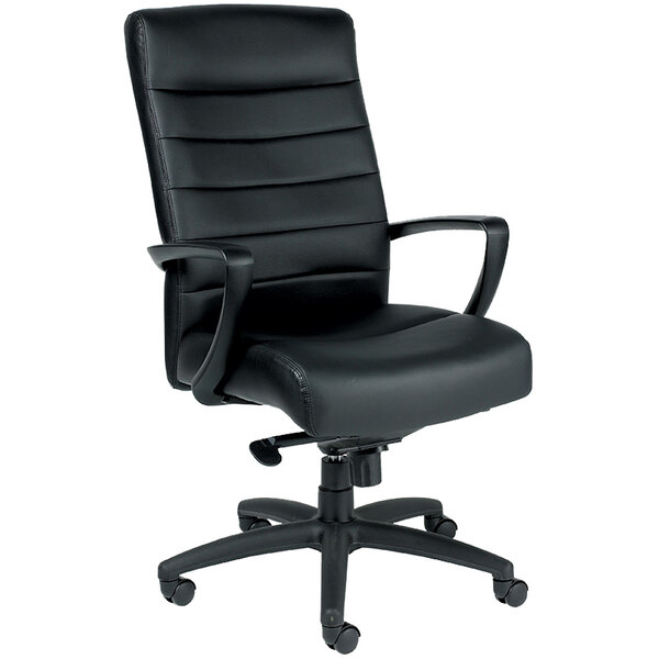 Eurotech Seating LE150-BLKL Manchester Black Leather High Back Swivel Tilt Office Chair
