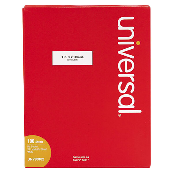 Universal UNV90102 1" x 2 13/16" Bright White Copier Mailing Address Labels   - 3300/Box