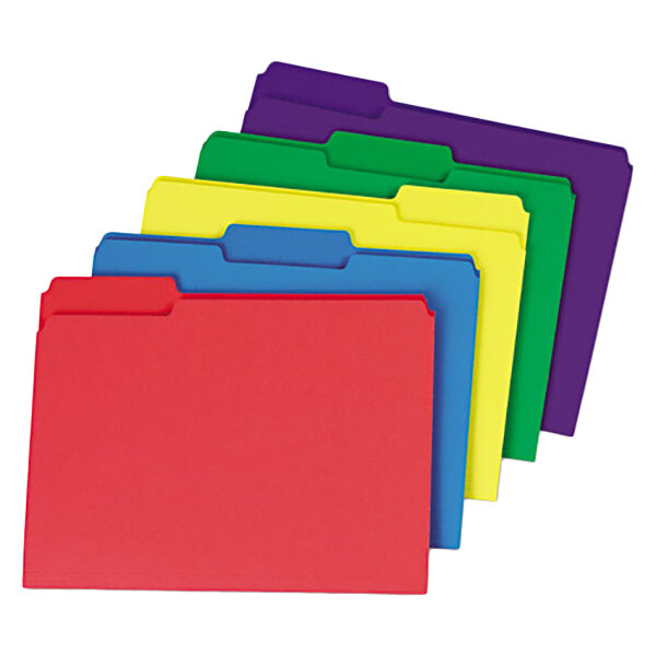 Universal UNV16466 Heavy Weight Letter Size File Folder - Standard Height with 1/3 Cut Assorted Tab, Assorted Color - 50/Box